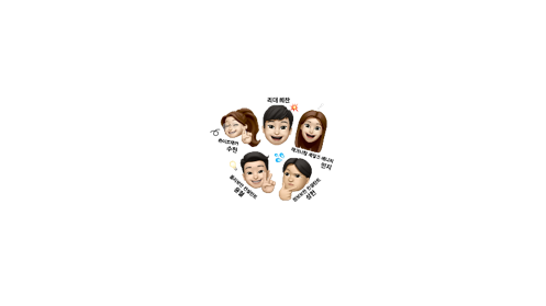 남, 여 5명의 얼굴 이모지